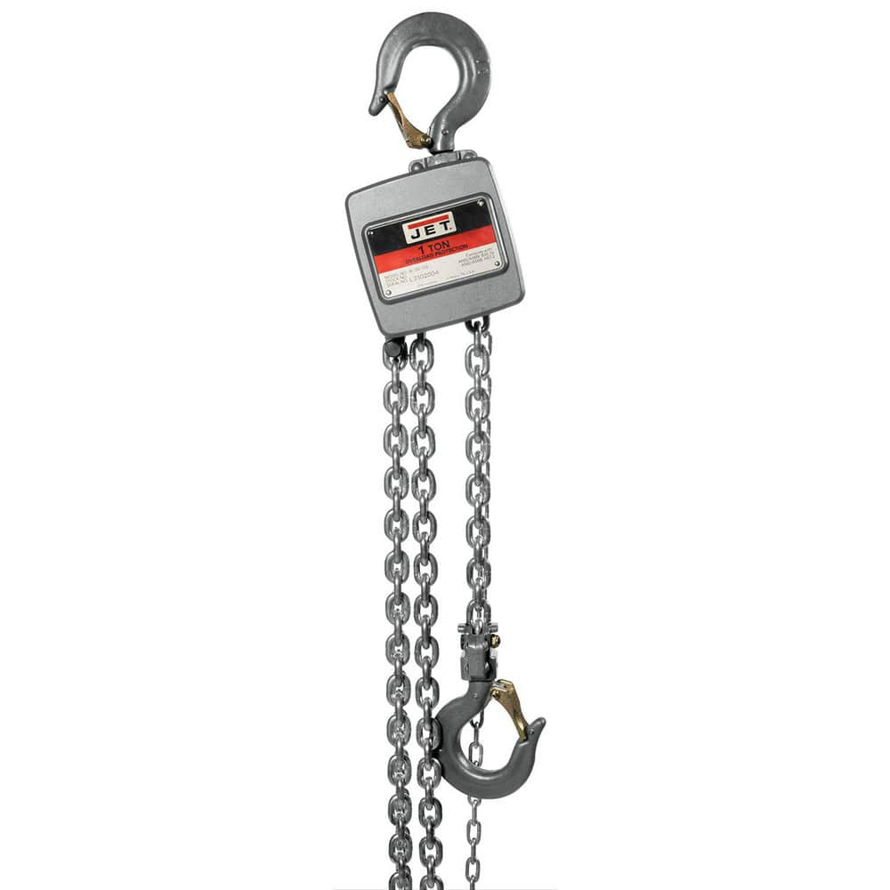 Manual Hoists-Chain, Rope & Strap; Hoist Type: Hand Chain Hoist with Overload Protection; Lift Mechanism: Chain; Work Load Limit: 1 Ton; Pull Capacity: 2200 lb; Maximum Lift Distance: 15 ft; Minimum Headroom: 22.8125 in