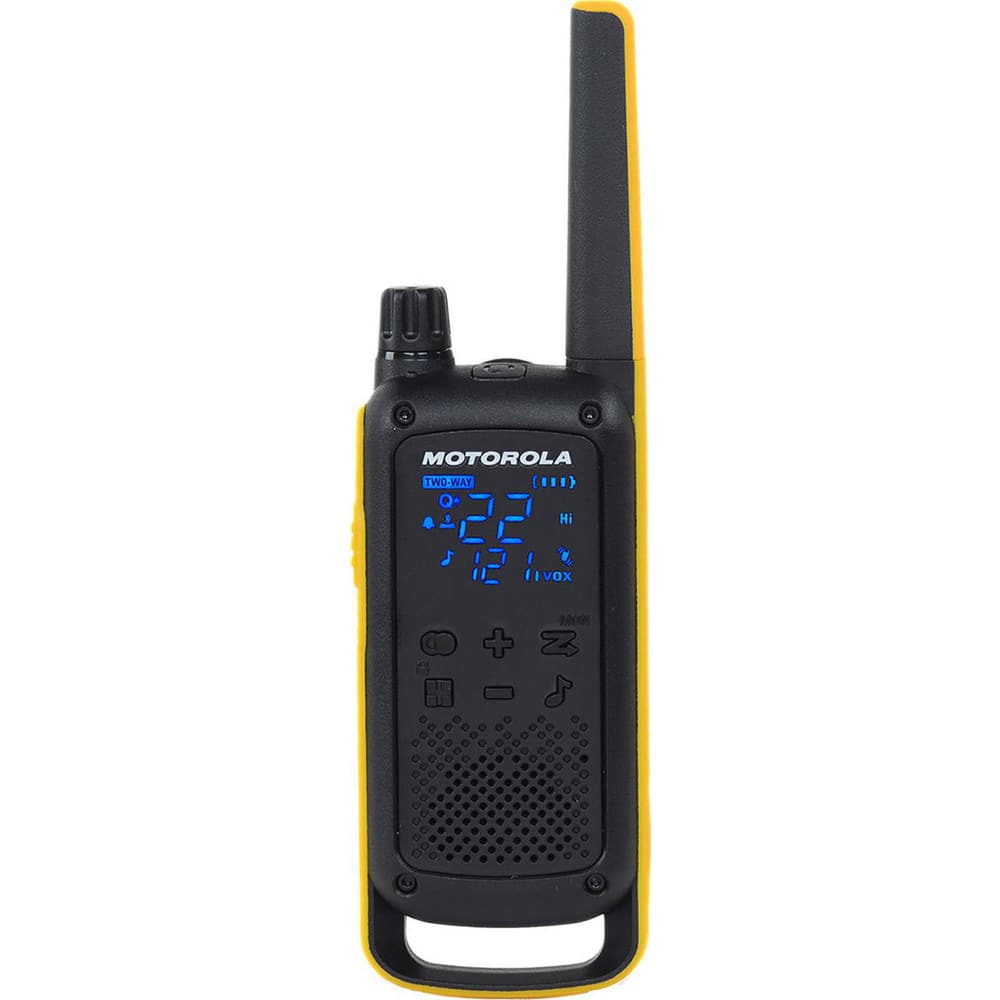 Two-Way Radio:  Analog,  FRS/GMRS,  22 Channel Recreational,  LCD Display,  Black & Yellow