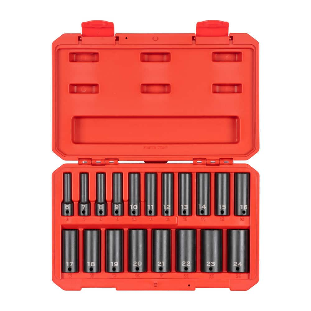 Socket Set: 19 Pc, 3/8″ Drive 12 Point, Manganese Phosphate Finish