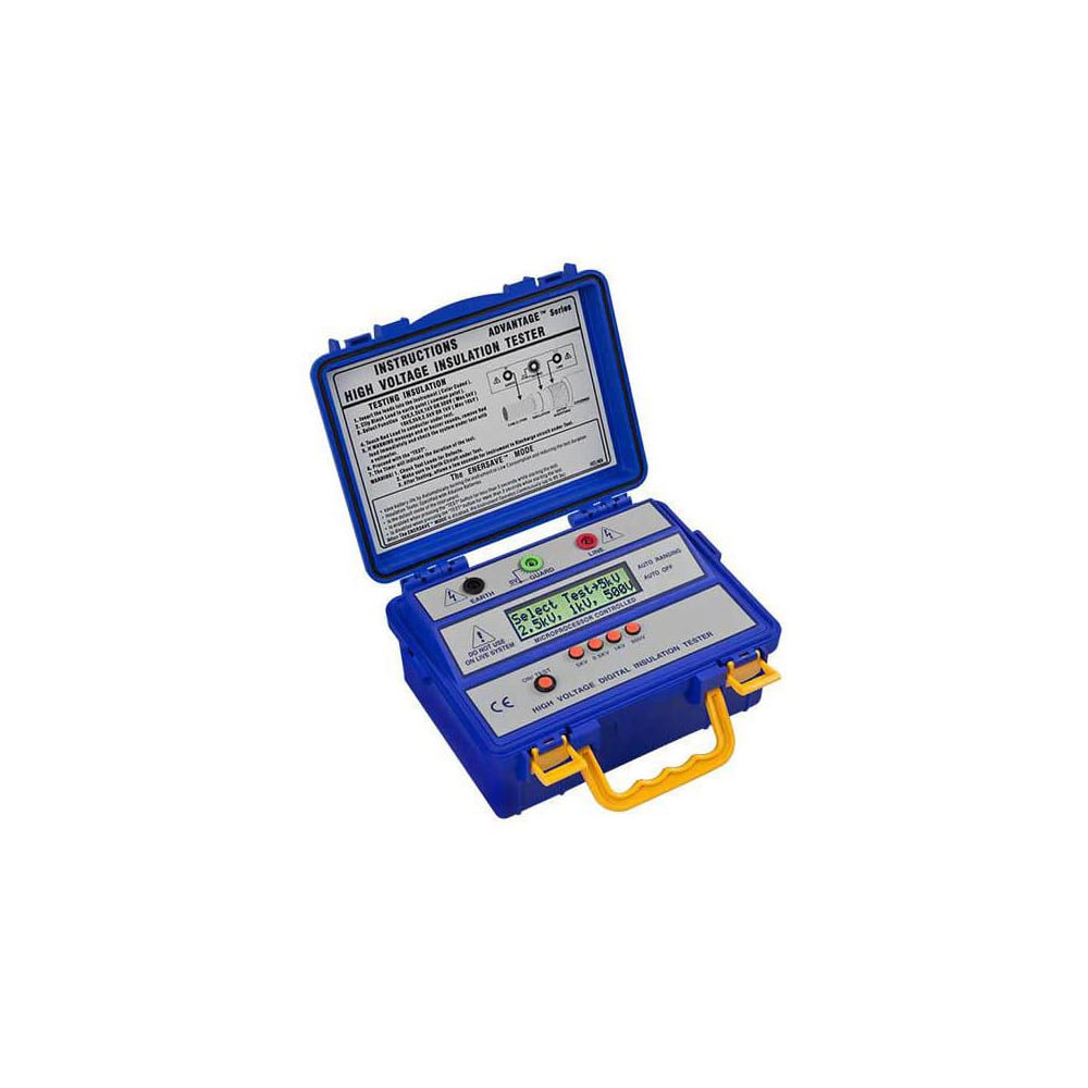 Electrical Insulation Resistance Testers & Megohmmeters; Display Type: 7″ LCD; Power Supply: Line Powered Megohmmeters; Resistance Capacity (Megohm): 500000; Maximum Test Voltage: 10000 V; Overall Length: 9.80; Overall Height: 4.3 in; Overall Width: 8; Ac