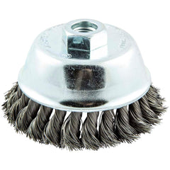 Norton - 4" Diam 5/8-11 Threaded Arbor Carbon Steel Fill Cup Brush - Exact Industrial Supply