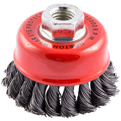 Norton - 3-1/2" Diam 5/8-11 Threaded Arbor Carbon Steel Fill Cup Brush - Exact Industrial Supply