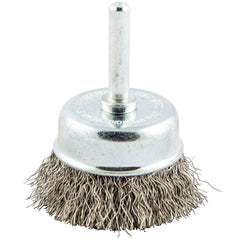 Norton - 2" Diam 1/4" Shank Stainless Steel Fill Cup Brush - Exact Industrial Supply