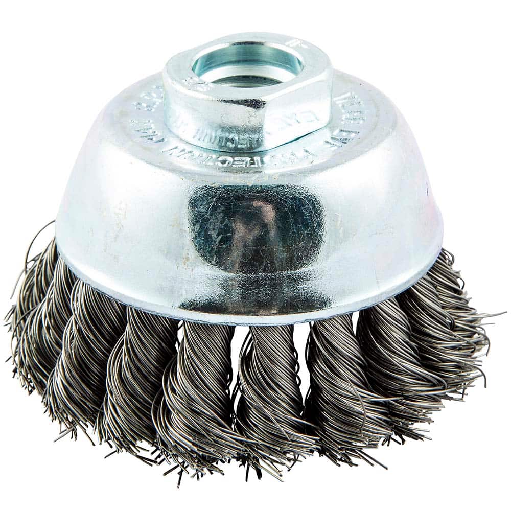 Norton - 2-3/4" Diam 5/8-11 Threaded Arbor Carbon Steel Fill Cup Brush - Exact Industrial Supply