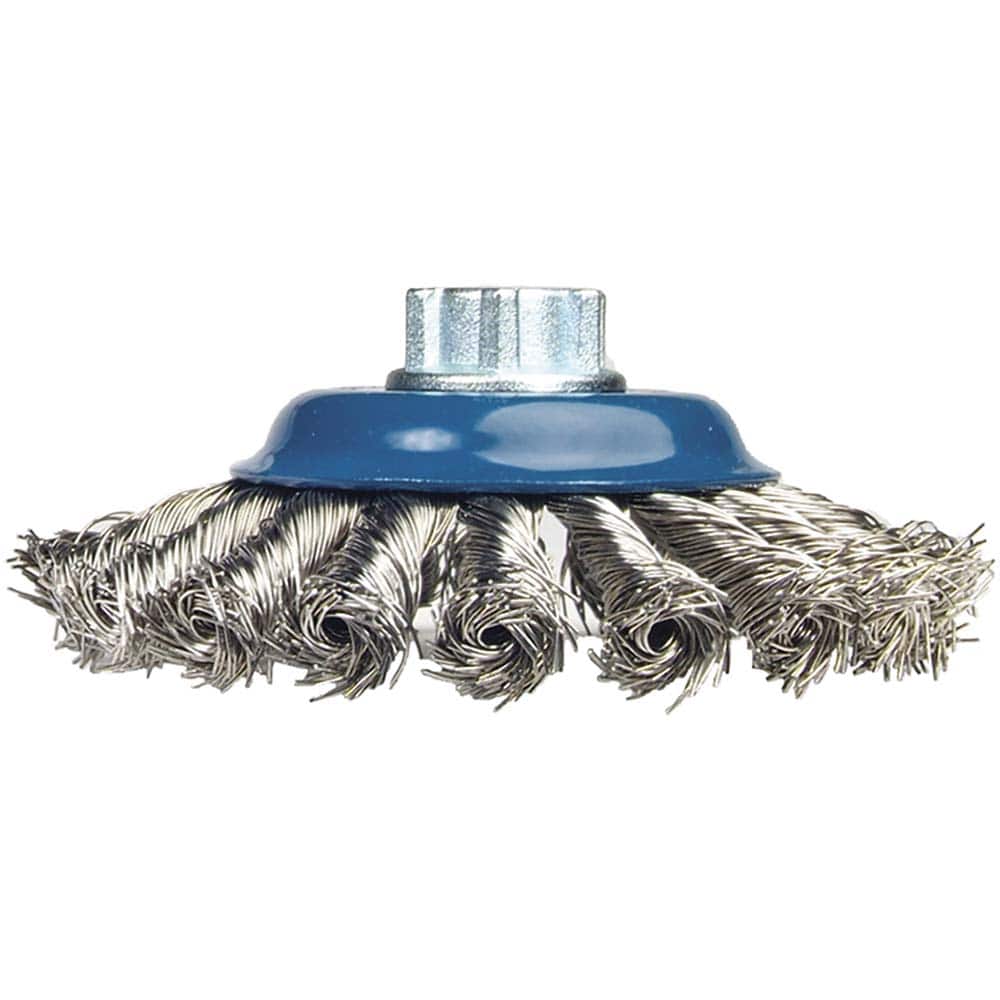 Norton - 5" Diam 5/8-11 Threaded Arbor Stainless Steel Fill Cup Brush - Exact Industrial Supply