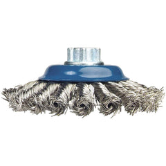 Norton - 5" Diam 5/8-11 Threaded Arbor Stainless Steel Fill Cup Brush - Exact Industrial Supply