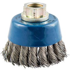 Norton - 2-3/4" Diam 5/8-11 Threaded Arbor Stainless Steel Fill Cup Brush - Exact Industrial Supply