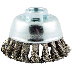 Norton - 3" Diam 5/8-11 Threaded Arbor Stainless Steel Fill Cup Brush - Exact Industrial Supply