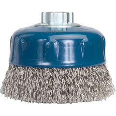 Norton - 4" Diam 5/8-11 Threaded Arbor Stainless Steel Fill Cup Brush - Exact Industrial Supply