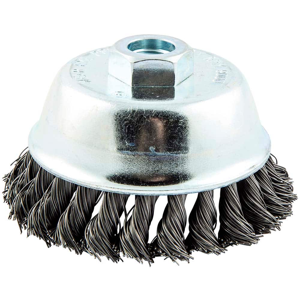 Norton - 4" Diam 5/8-11 Threaded Arbor Carbon Steel Fill Cup Brush - Exact Industrial Supply