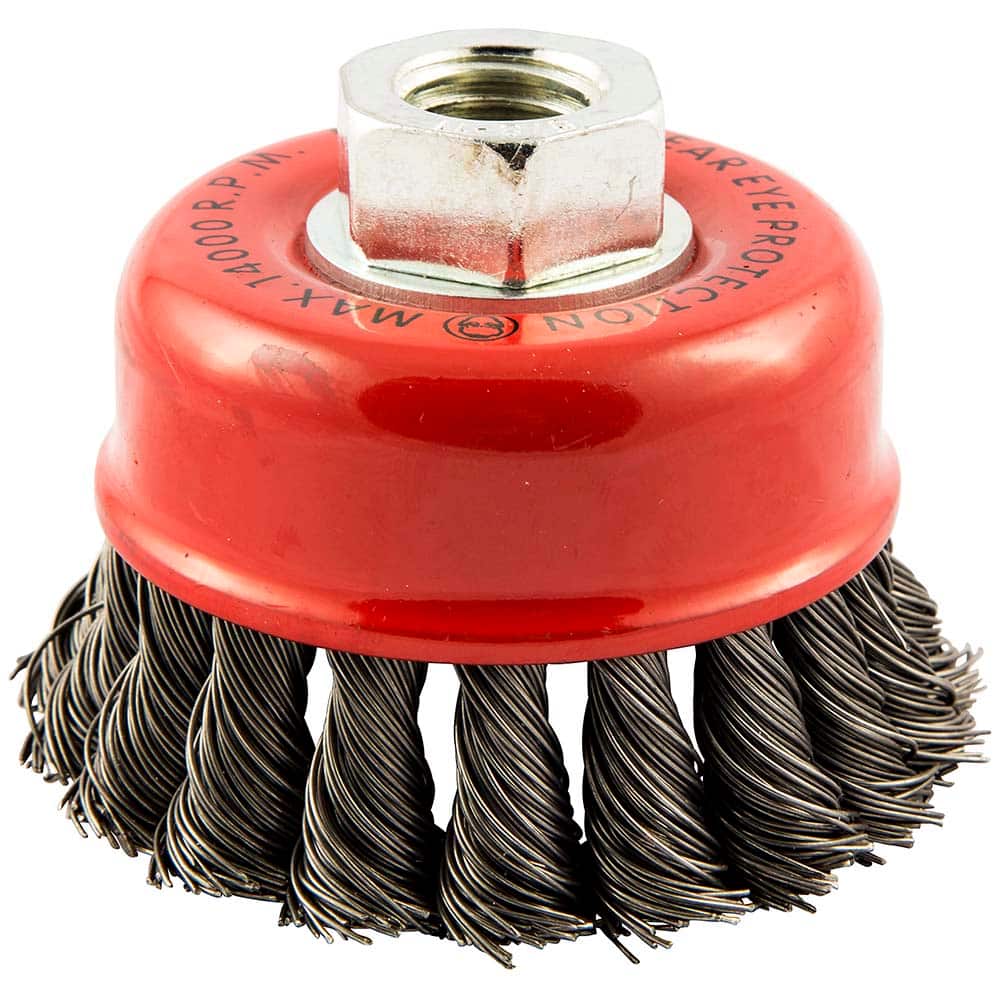 Norton - 2-3/4" Diam 5/8-11 Threaded Arbor Carbon Steel Fill Cup Brush - Exact Industrial Supply