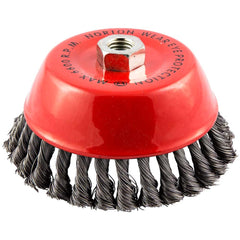 Norton - 6" Diam 5/8-11 Threaded Arbor Carbon Steel Fill Cup Brush - Exact Industrial Supply
