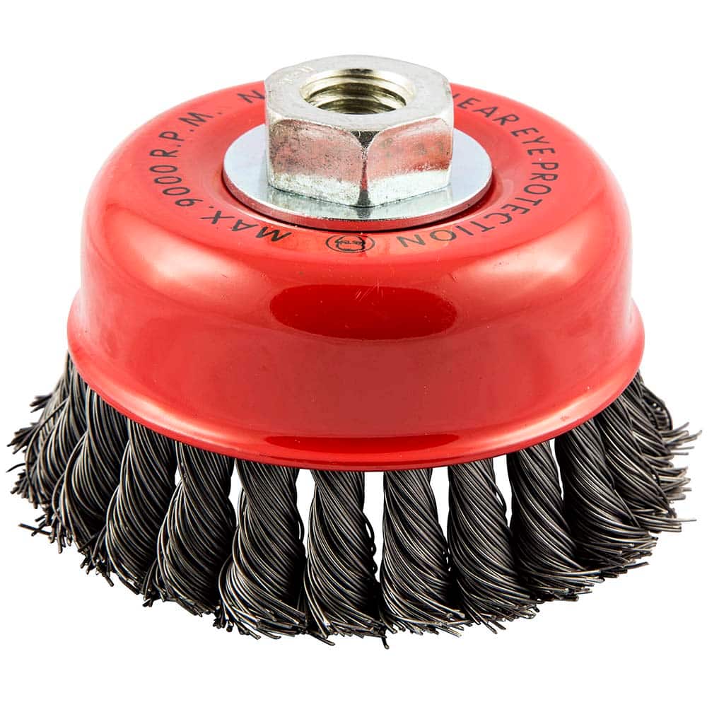 Norton - 4" Diam 5/8-11 Threaded Arbor Carbon Steel Fill Cup Brush - Exact Industrial Supply