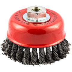Norton - 4" Diam 5/8-11 Threaded Arbor Carbon Steel Fill Cup Brush - Exact Industrial Supply