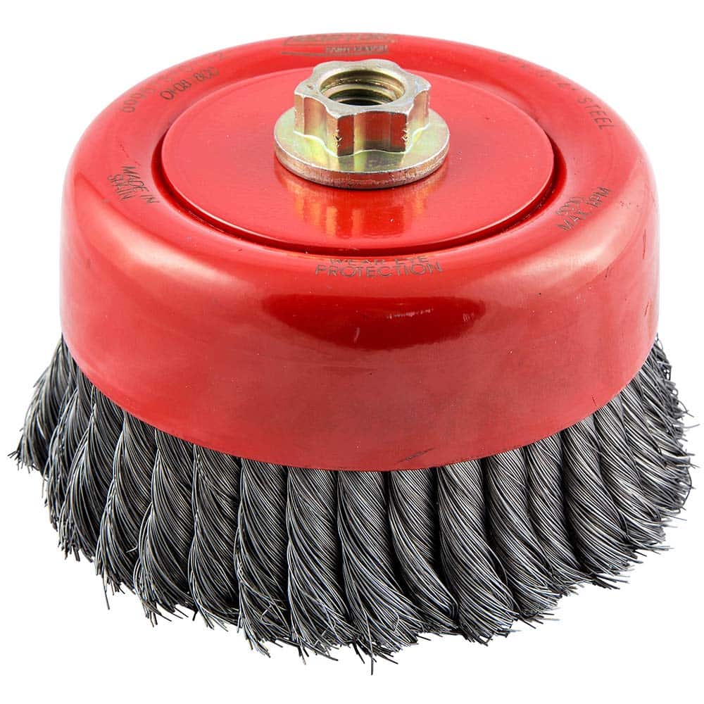 Norton - 6" Diam 5/8-11 Threaded Arbor Carbon Steel Fill Cup Brush - Exact Industrial Supply
