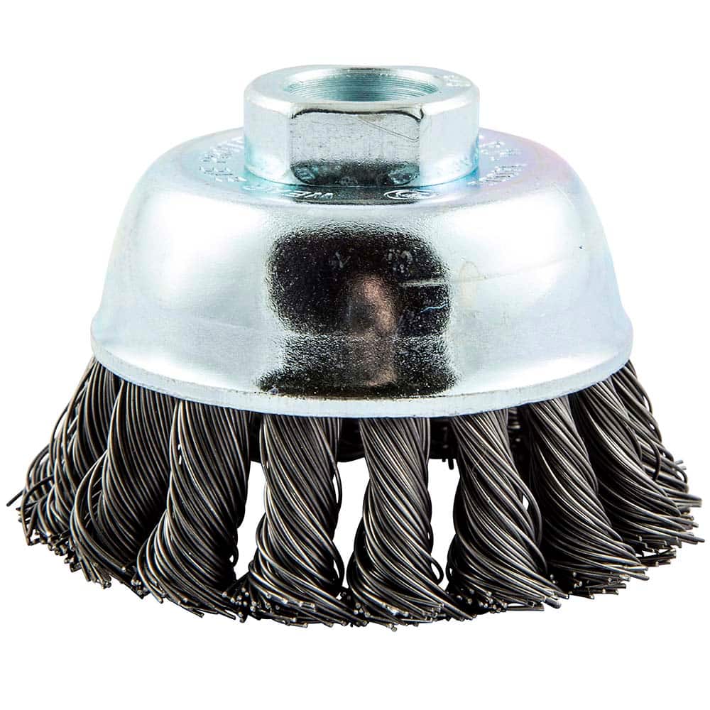 Norton - 2-3/4" Diam 5/8-11 Threaded Arbor Carbon Steel Fill Cup Brush - Exact Industrial Supply