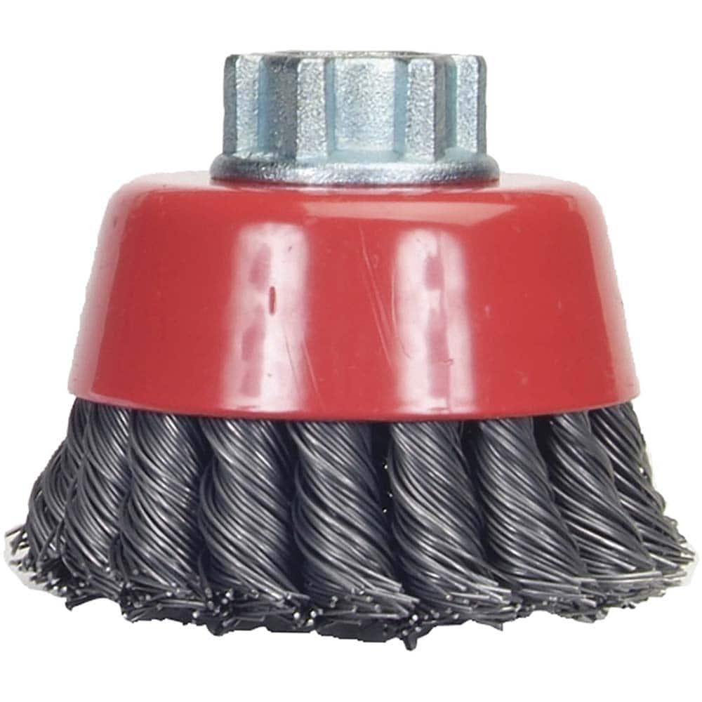 Norton - 4" Diam 5/8-11 Threaded Arbor Carbon Steel Fill Cup Brush - Exact Industrial Supply