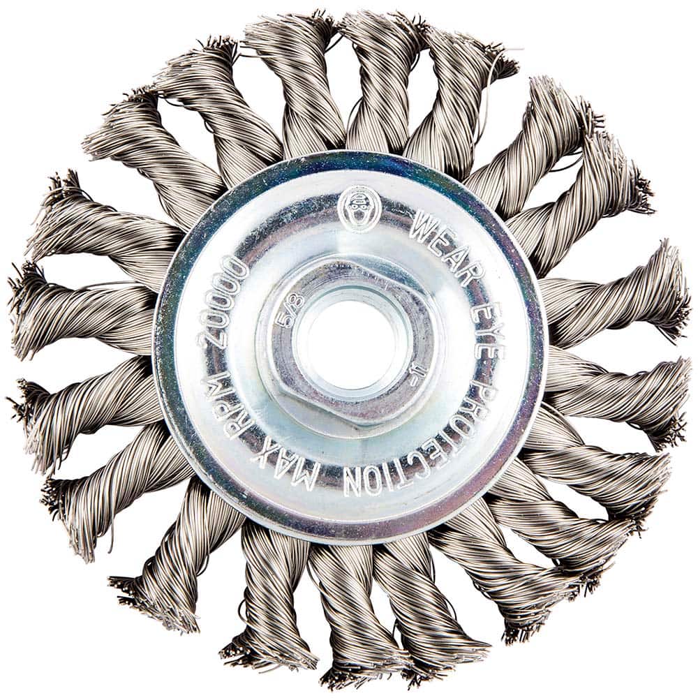 Norton - 4" OD, 5/8-11 Arbor Hole, Knotted Stainless Steel Wheel Brush - Exact Industrial Supply
