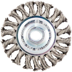 Norton - 4" OD, 5/8-11 Arbor Hole, Knotted Stainless Steel Wheel Brush - Exact Industrial Supply