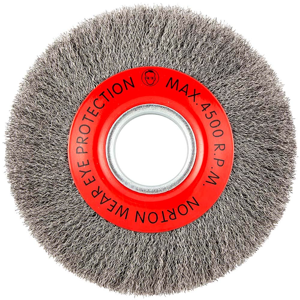 Norton - 8" OD, 2" Arbor Hole, Crimped Carbon Wheel Brush - Exact Industrial Supply