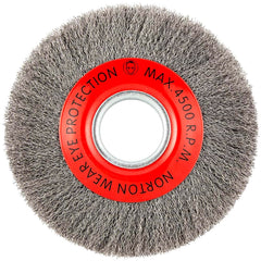 Norton - 8" OD, 2" Arbor Hole, Crimped Carbon Wheel Brush - Exact Industrial Supply