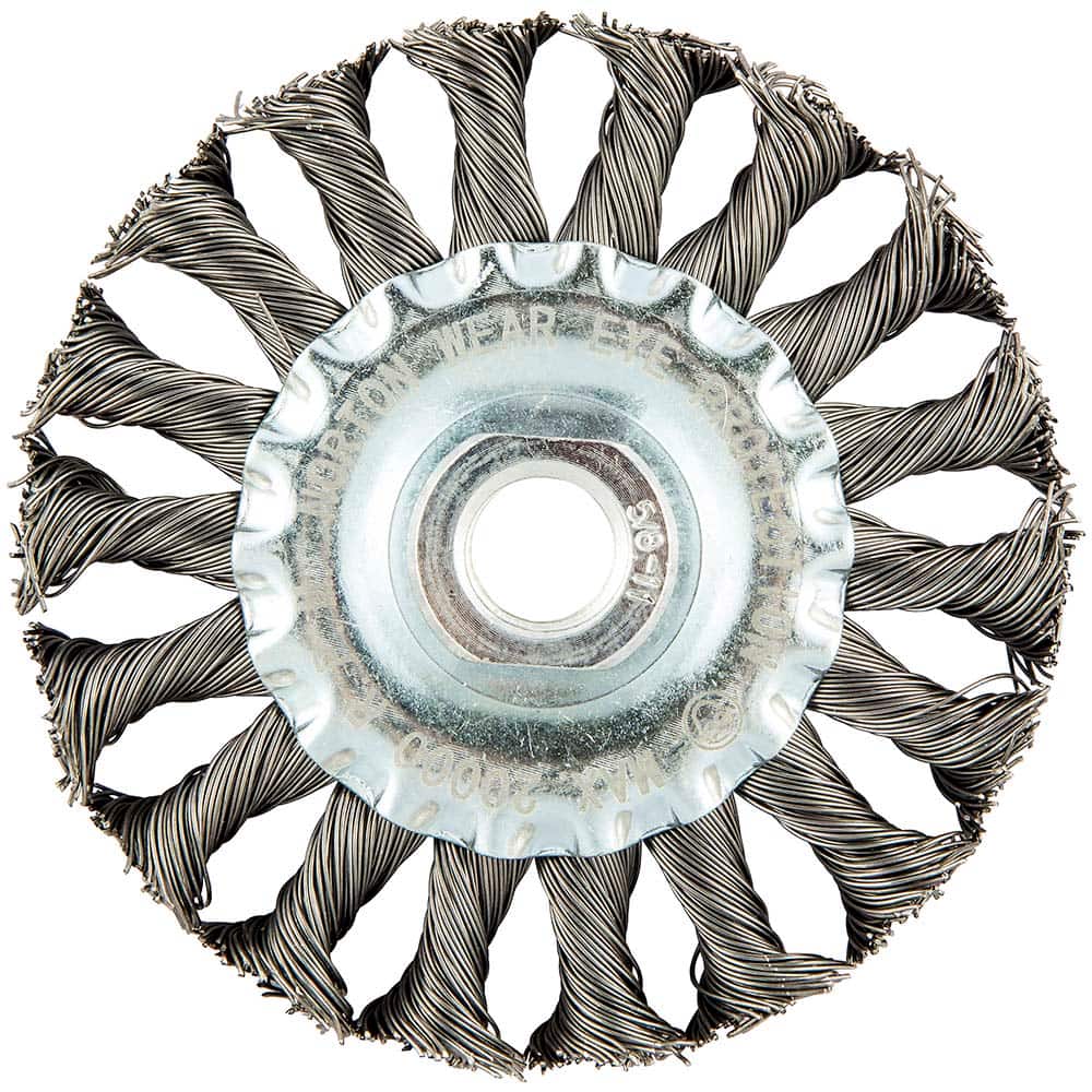 Norton - 4" OD, 5/8-11 Arbor Hole, Knotted Carbon Wheel Brush - Exact Industrial Supply
