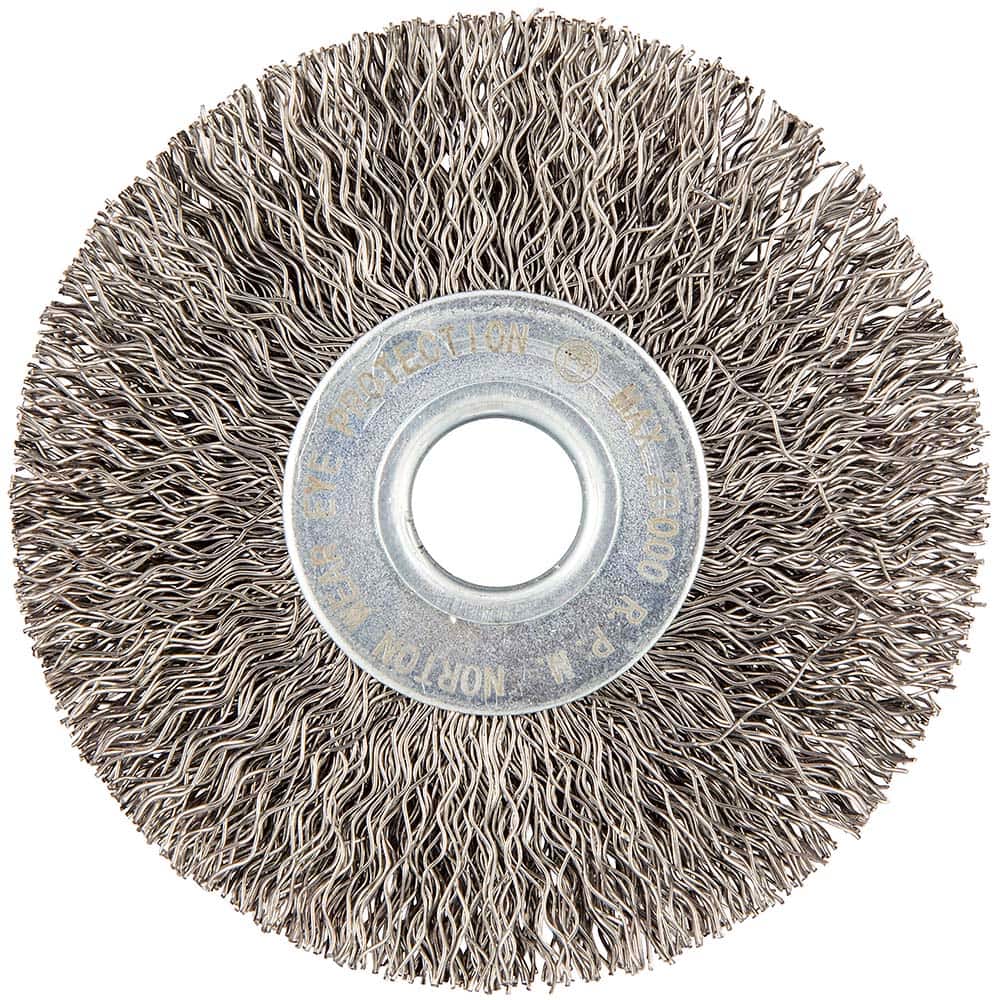 Norton - 3" OD, 1/2" Arbor Hole, Crimped Carbon Wheel Brush - Exact Industrial Supply