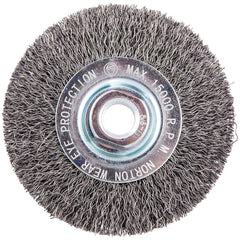 Norton - 4" OD, 5/8-11 Arbor Hole, Crimped Carbon Wheel Brush - Exact Industrial Supply