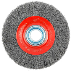 Norton - 8" OD, 1-1/4" Arbor Hole, Crimped Carbon Wheel Brush - Exact Industrial Supply