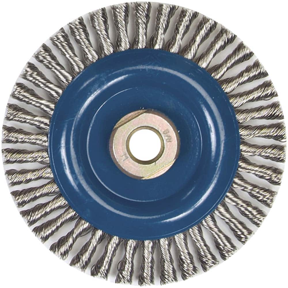 Norton - 5" OD, 5/8-11 Arbor Hole, Stringer Bead Stainless Steel Wheel Brush - Exact Industrial Supply