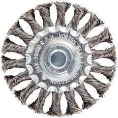 Norton - 4" OD, 5/8-11 Arbor Hole, Knotted Carbon Wheel Brush - Exact Industrial Supply
