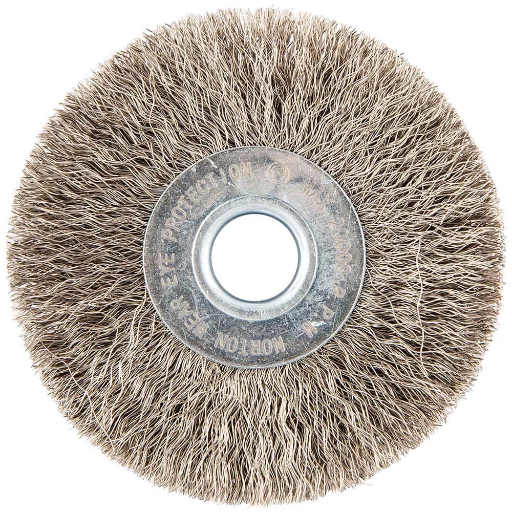Norton - 3" OD, 1/2" Arbor Hole, Crimped Stainless Steel Wheel Brush - Exact Industrial Supply