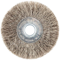 Norton - 3" OD, 1/2" Arbor Hole, Crimped Stainless Steel Wheel Brush - Exact Industrial Supply