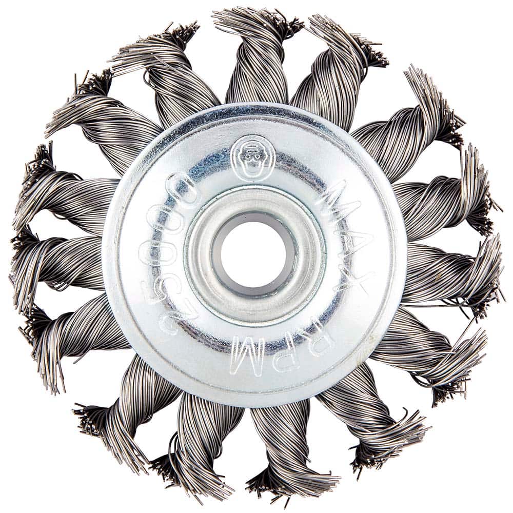 Norton - 3" OD, 3/8" Arbor Hole, Knotted Carbon Wheel Brush - Exact Industrial Supply