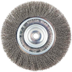 Norton - 8" OD, 5/8" Arbor Hole, Crimped Carbon Wheel Brush - Exact Industrial Supply