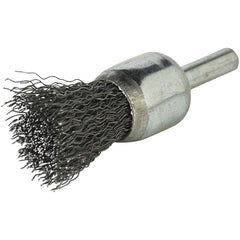End Brushes: 1″ Dia, Carbon Steel, Crimped Wire 20,000 Max RPM