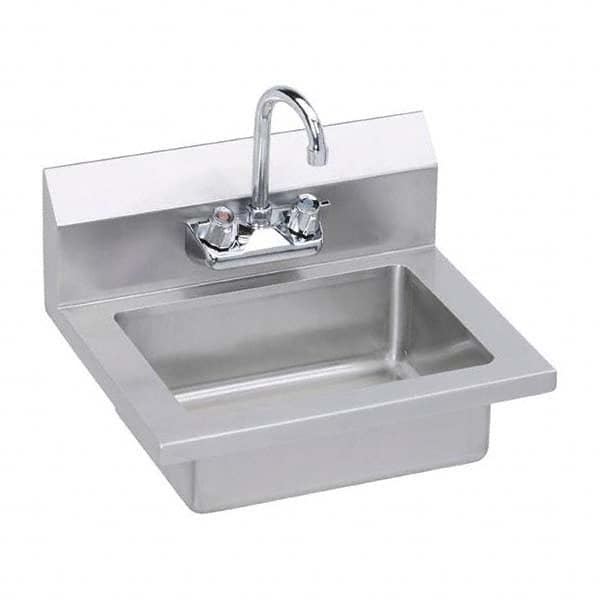 ELKAY - Stainless Steel Sinks Type: Hand Sink Wall Mount w/Manual Faucet Outside Length: 18 (Inch) - Exact Industrial Supply