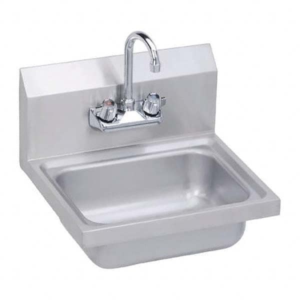 ELKAY - Stainless Steel Sinks Type: Hand Sink Wall Mount w/Manual Faucet Outside Length: 17 (Inch) - Exact Industrial Supply