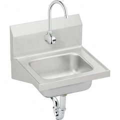 ELKAY - Stainless Steel Sinks Type: Hand Sink Wall Mount w/Electronic Faucet Outside Length: 16-3/4 (Inch) - Exact Industrial Supply