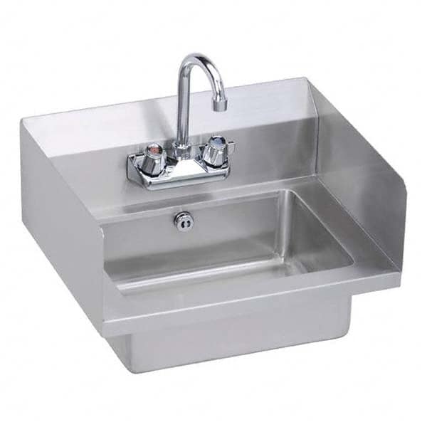 ELKAY - Stainless Steel Sinks Type: Hand Sink Wall Mount w/Manual Faucet Outside Length: 18 (Inch) - Exact Industrial Supply