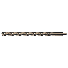 3/16 RHS / RHC HSS-CO 8% (M42) 118 Degree Notched Point Cobalt Heavy Duty Taper Length Drill - Straw / Gold Oxide - Exact Industrial Supply