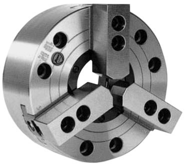 3-Jaw Extra Large Hole Power Chuck; Direct Mount A2-8; 10" - Exact Industrial Supply
