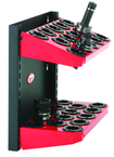CNC Machine Mount Rack - Holds 28 Pcs. 40 Taper - Black/Red - Exact Industrial Supply