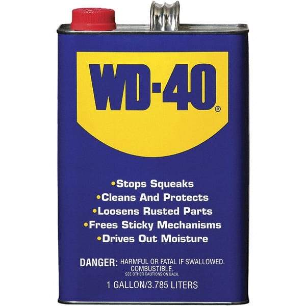 WD-40 - 1 Gal Multi-Use Product - Bulk, Liquid, Stop Squeaks, Removes & Protects, Loosens Rusted Parts, Free Sticky Mechanisms, Drives Out Moisture - Exact Industrial Supply