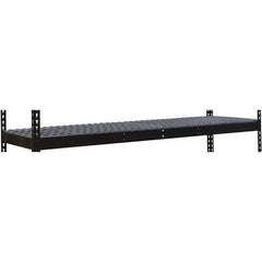Hallowell - 96" Wide, Open Shelving Accessory/Component - Steel, 30" Deep, Use with Black Rivetwell Double Rivet Boltless Shelving - Exact Industrial Supply
