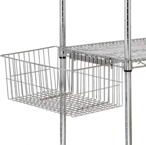 Quantum Storage - 18.87" Wide, Open Shelving Accessory/Component - Chrome, Chrome Finish, 11-1/4" Long, Use with Wire Shelving Units - Exact Industrial Supply