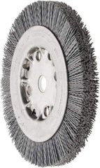 Weiler - 6" OD, 5/8" Arbor Hole, Crimped Nylon Wheel Brush - 5/8" Face Width, 7/8" Trim Length, 0.035" Filament Diam, 4,500 RPM - Exact Industrial Supply