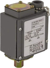 Square D - 4, 13 and 4X NEMA Rated, SPDT, 0.2 to 10 psi, Vacuum Switch Pressure and Level Switch - Adjustable Pressure, 120 VAC, 125 VDC, 240 VAC, 250 VDC, Screw Terminal - Exact Industrial Supply