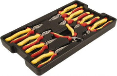 Wiha - 9 Piece Insulated Pliers, Cutters & Molded Tray Hand Tool Set - Comes in Box - Exact Industrial Supply