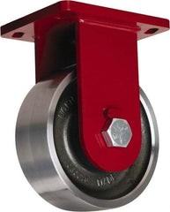 Hamilton - 8" Diam x 3" Wide x 10-1/2" OAH Top Plate Mount Rigid Caster - Forged Steel, 10,000 Lb Capacity, Tapered Roller Bearing, 6-1/2 x 7-1/2" Plate - Exact Industrial Supply